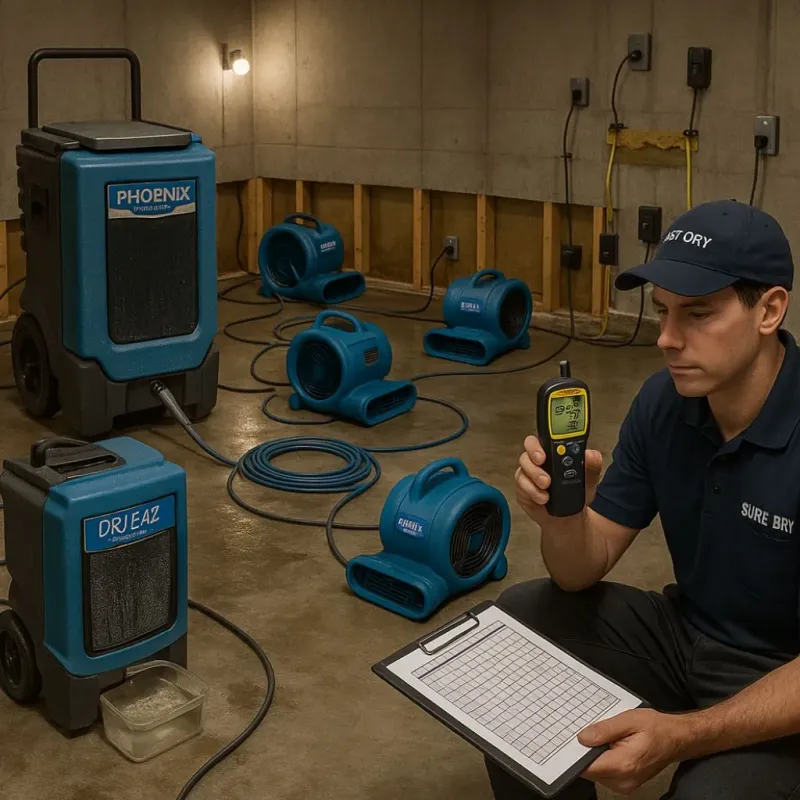 Structural Drying and Dehumidification process in San Diego County, CA